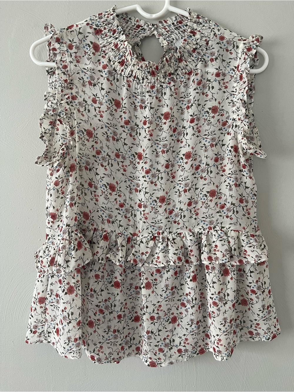 Hayden Cream Sleeveless Floral Ruffle Blouse